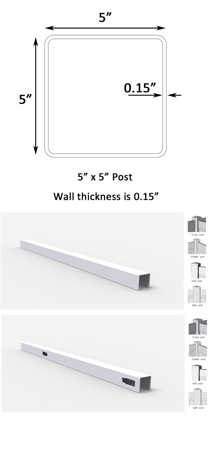 GRN 5x5 White Post